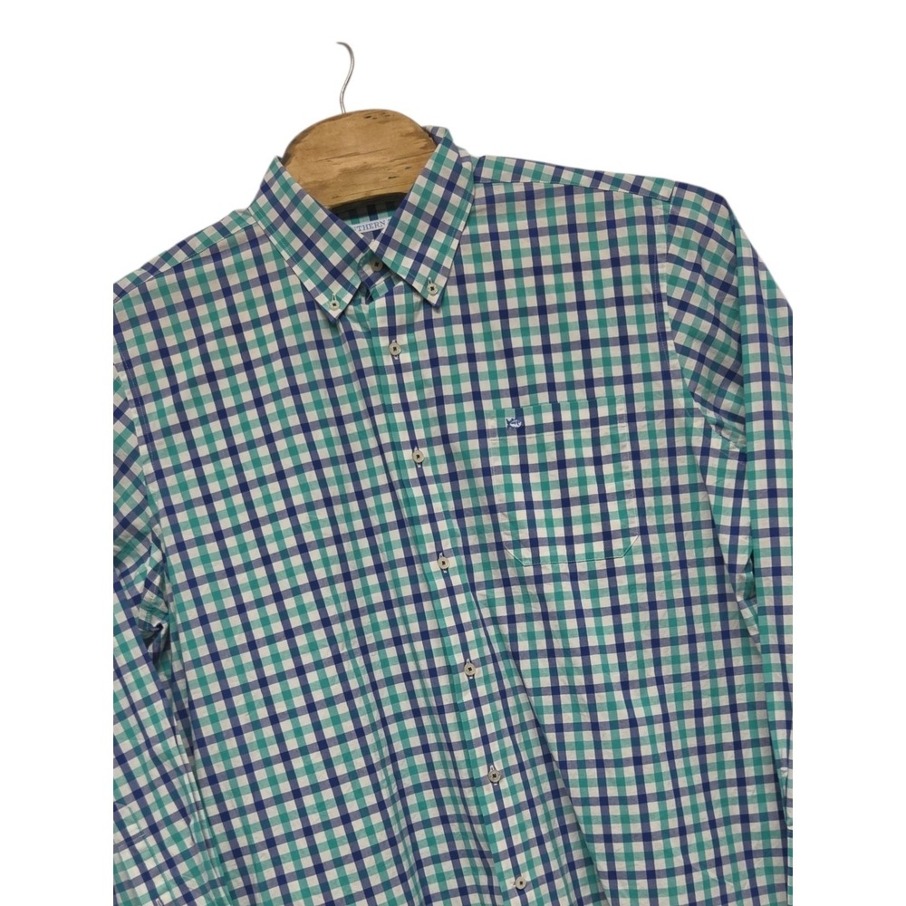 Southern Tide Shirt Dress‎ Office  Fit Long Sleeve Button Front Plaid Size XL